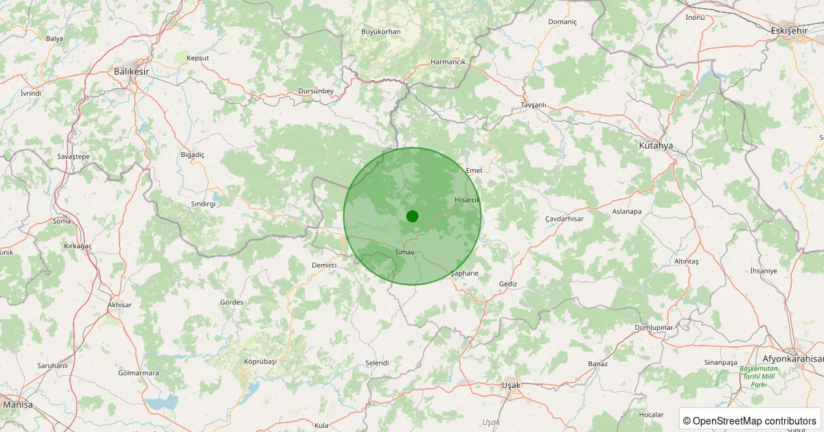 08 Ekim 2025 saat 03:47 - Simav - Eğirler Köyü - 0.90ml depreminin harita gösterimi