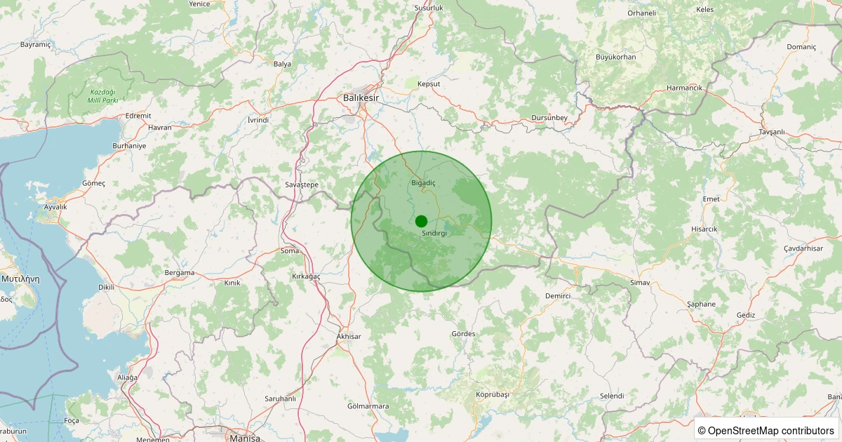 01 Kasım 2025 saat 18:09 - Sındırgı - İbiller - 2.80ml depreminin harita gösterimi