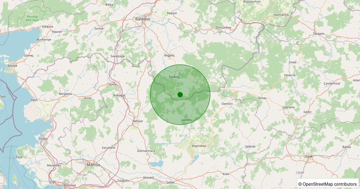 01 Kasım 2025 saat 18:39 - Sındırgı - 1.60ml depreminin harita gösterimi