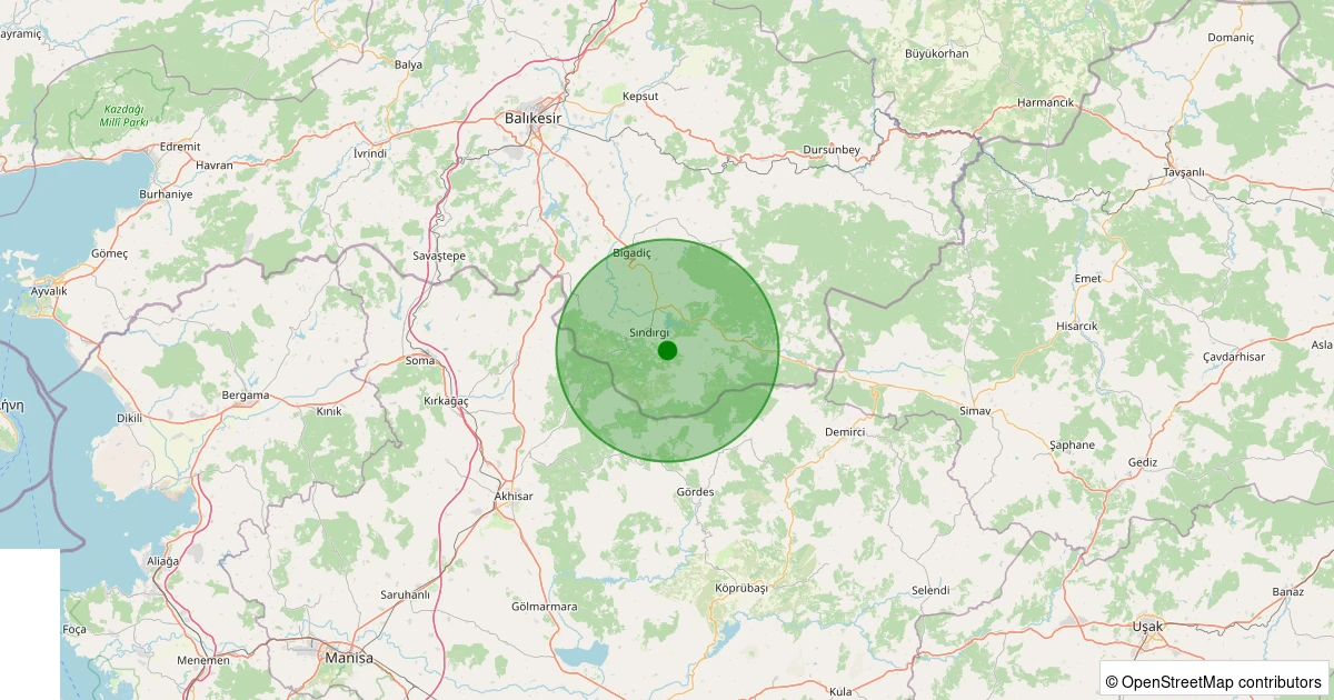 01 Kasım 2025 saat 19:14 - Sındırgı - Emendere - 1.90ML depreminin harita gösterimi