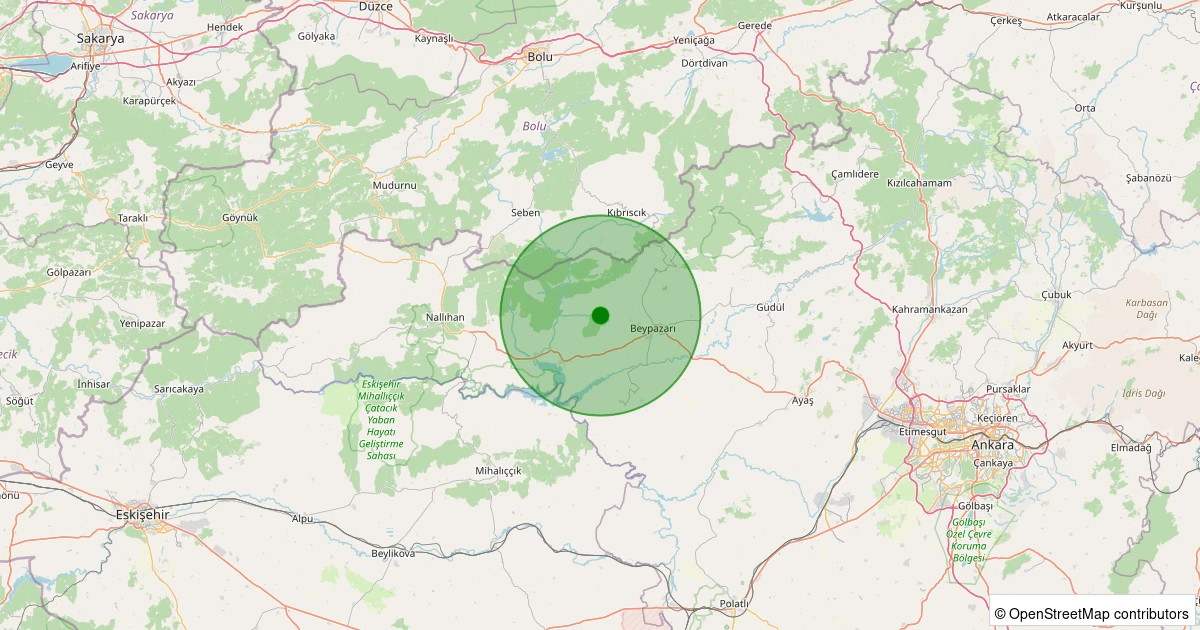 01 Kasım 2025 saat 21:56 - Beypazarı - Hırkatepe - 2.70ml depreminin harita gösterimi