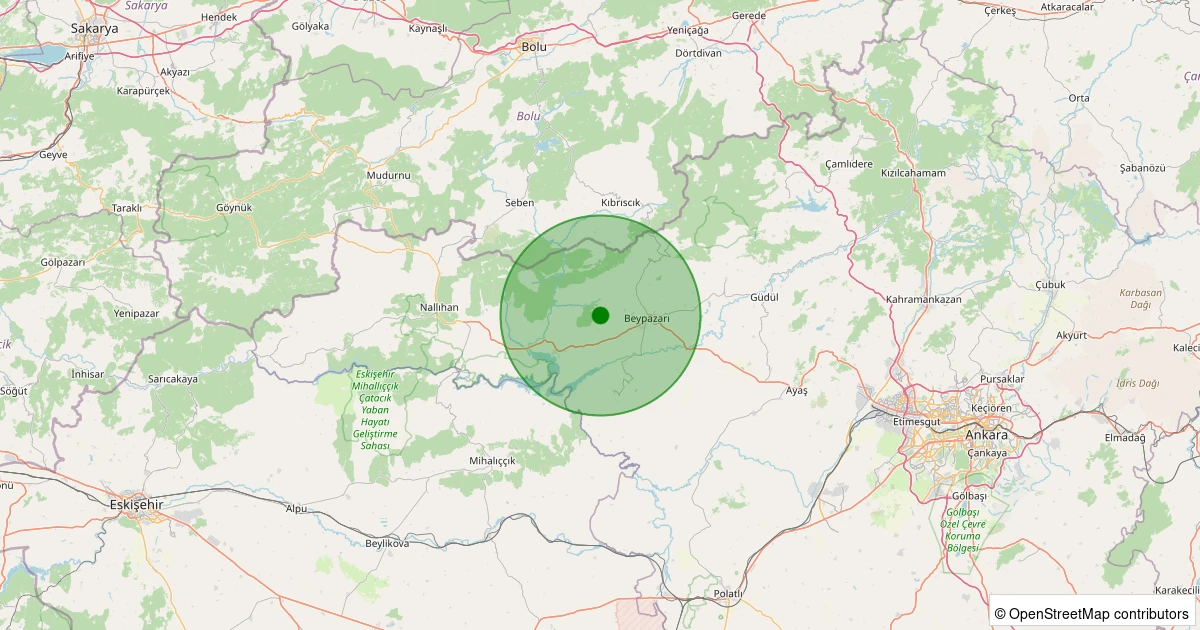 01 Kasım 2025 saat 21:56 - Beypazarı - Hırkatepe - 2.50ML depreminin harita gösterimi