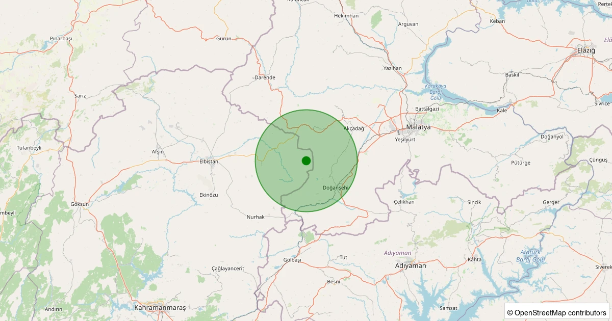 01 Kasım 2025 saat 21:59 - Elbistan - Atmalı Kaşanlı Köyü - 1.60ml depreminin harita gösterimi