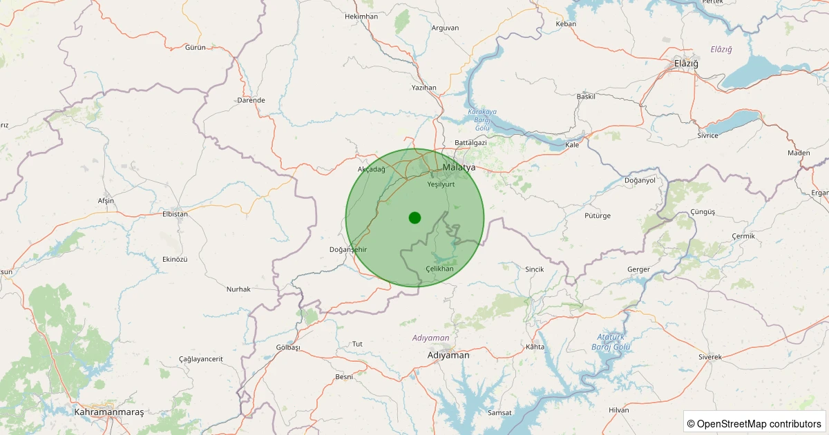 02 Kasım 2025 saat 03:05 - Yeşilyurt - Atalar - 0.90ML depreminin harita gösterimi