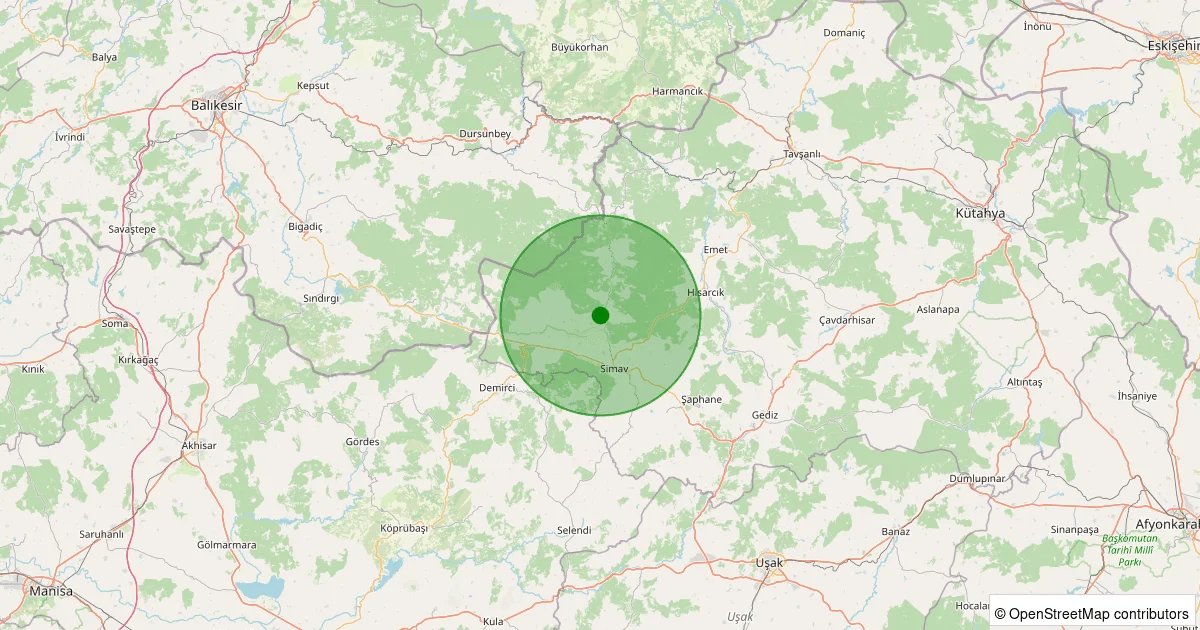 07 Ekim 2025 saat 13:49 - Simav - Hamzabey - 1.30ml depreminin harita gösterimi
