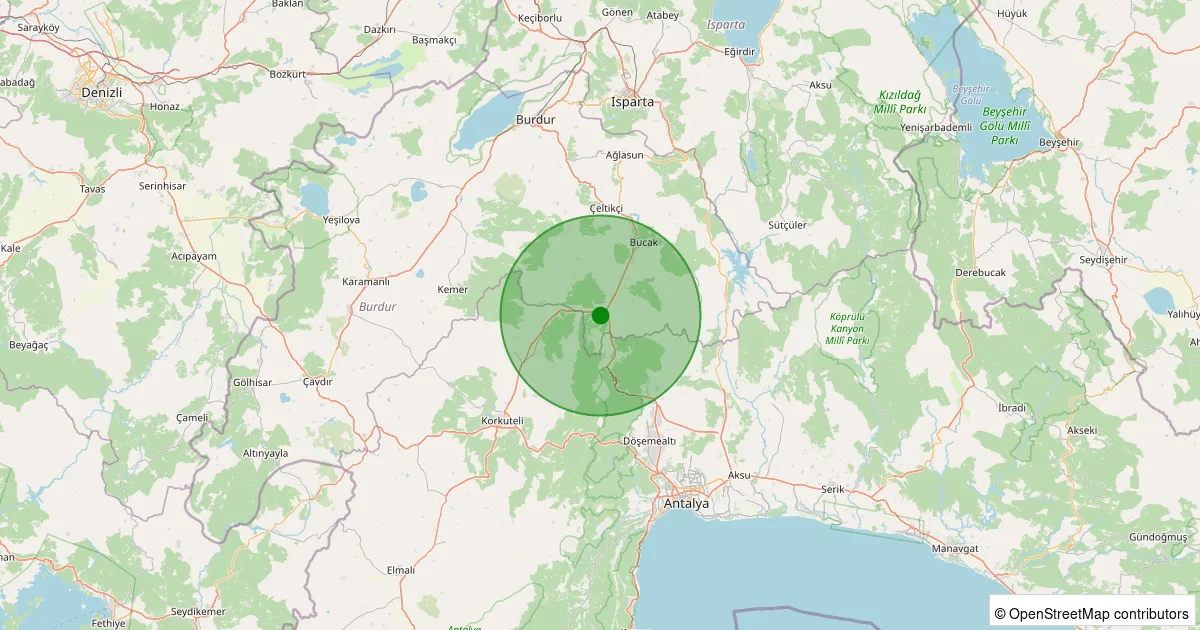 07 Ekim 2025 saat 13:33 - Bucak - Kızılkaya/Avdan - 2.80ml depreminin harita gösterimi