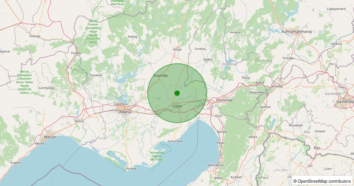07 Ekim 2025 saat 13:19 - Ceyhan - Hamitbey Bucağı - 1.80ml depreminin harita gösterimi