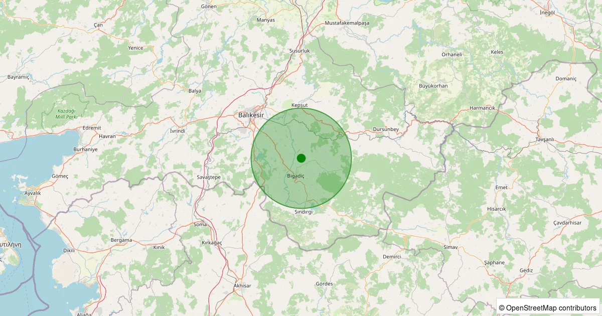 07 Ekim 2025 saat 13:10 - Bigadiç - İskele - 1.90ml depreminin harita gösterimi