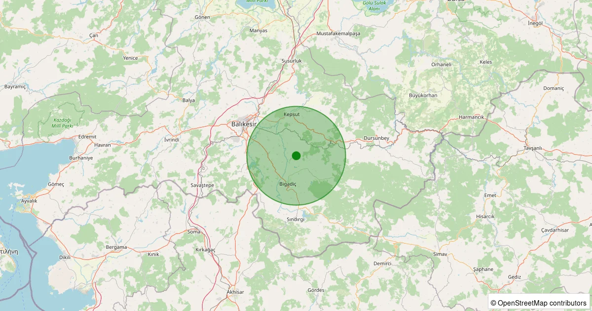 07 Ekim 2025 saat 13:03 - Bigadiç - İskele - 1.40ml depreminin harita gösterimi