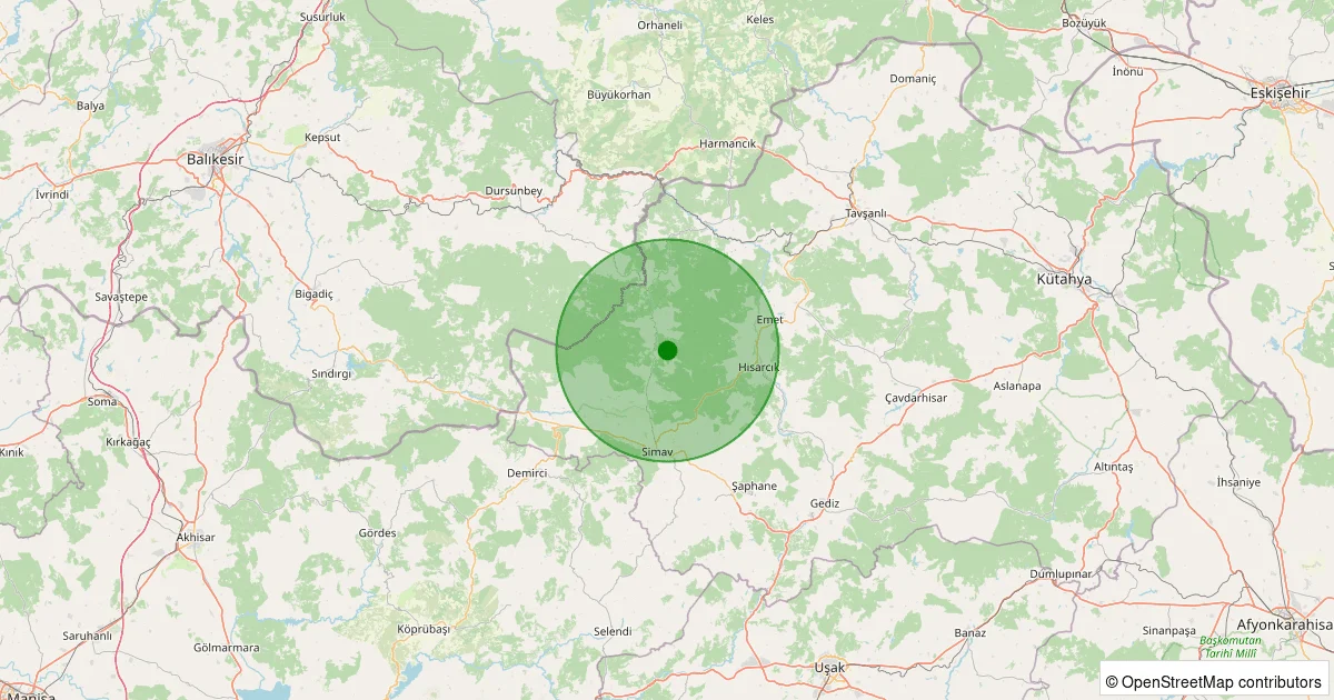 07 Ekim 2025 saat 12:09 - Simav - Eğdemir Köyü - 1.20ml depreminin harita gösterimi