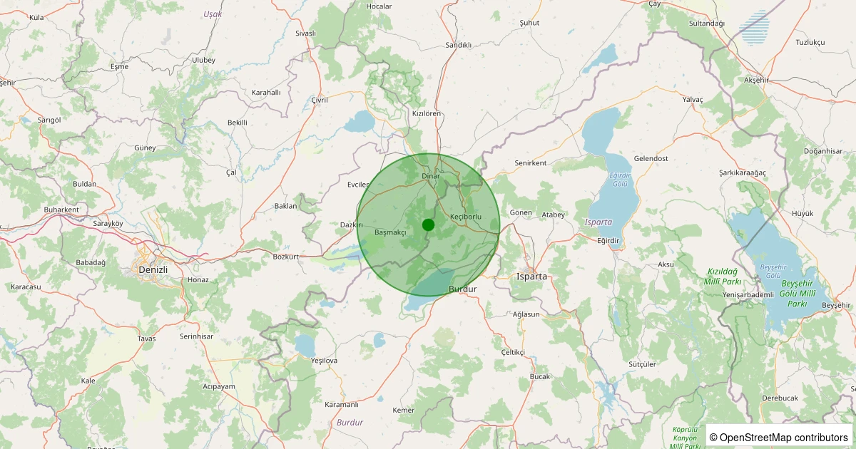 02 Kasım 2025 saat 06:25 - Keçiborlu - Kavak Köyü - 1.50ml depreminin harita gösterimi