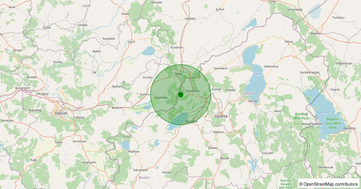 02 Kasım 2025 saat 06:25 - Keçiborlu - Aydoğmuş Köyü - 1.00ML depreminin harita gösterimi