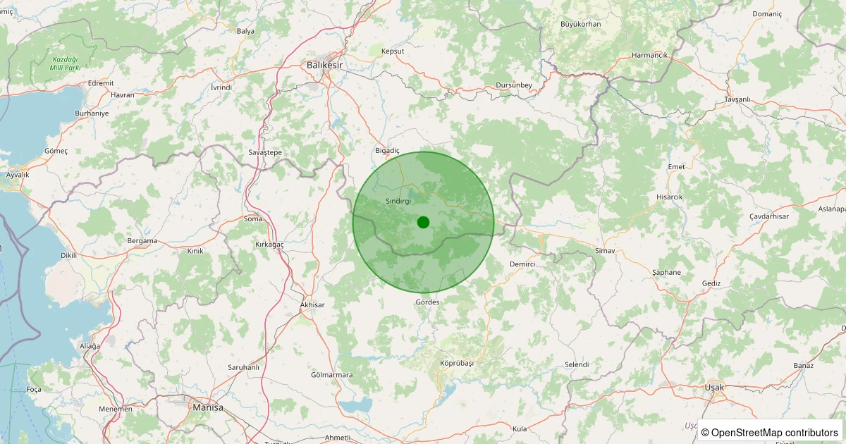 02 Kasım 2025 saat 07:14 - Sındırgı - Işıklar - 1.80ml depreminin harita gösterimi