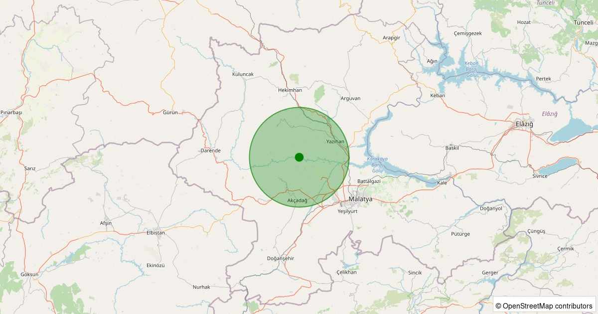 02 Kasım 2025 saat 08:04 - Yazıhan - İriağaç - 1.40ml depreminin harita gösterimi