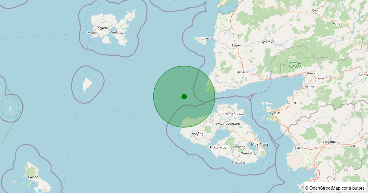 02 Kasım 2025 saat 07:13 - Ege Denizi - [17.07 km] Ayvacık (Çanakkale) - 1.70ML depreminin harita gösterimi