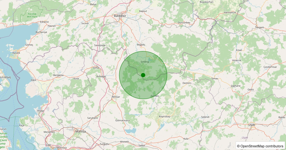 02 Kasım 2025 saat 08:53 - Sındırgı - Kınık - 2.90ml depreminin harita gösterimi