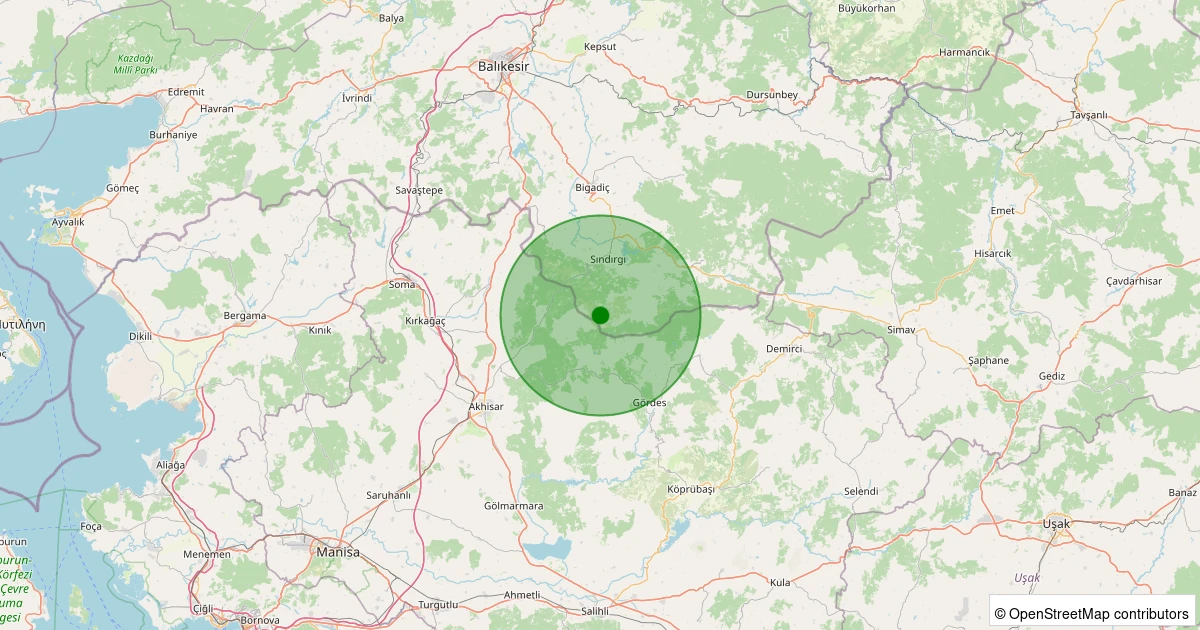 02 Kasım 2025 saat 08:53 - Sındırgı - Kınık - 3.00ml depreminin harita gösterimi
