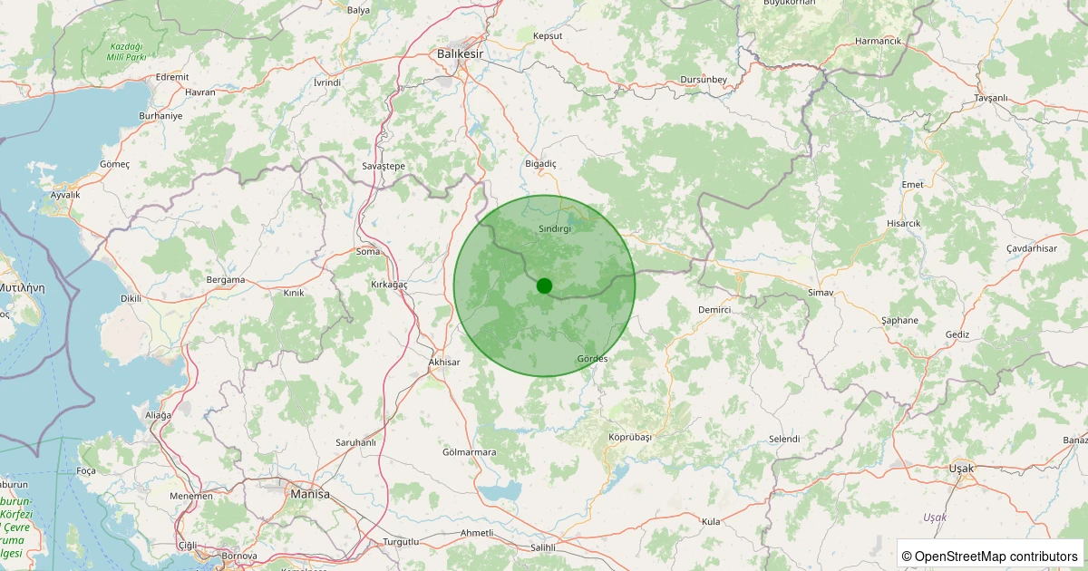 02 Kasım 2025 saat 09:08 - Sındırgı - 1.50ml depreminin harita gösterimi