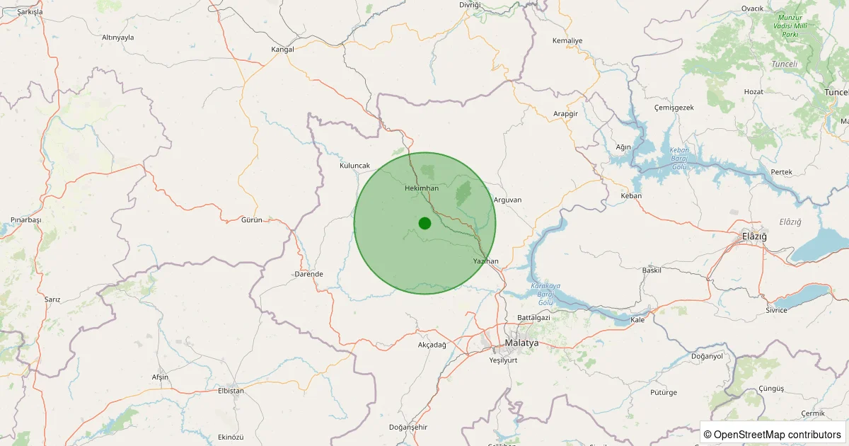 07 Ekim 2025 saat 04:56 - Hekimhan - Kocaözü Köyü - 1.10ml depreminin harita gösterimi