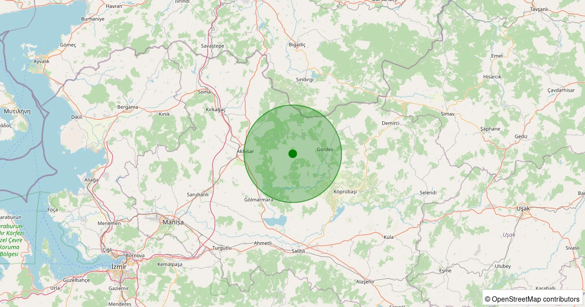 02 Kasım 2025 saat 10:00 - Akhisar - 1.50ml depreminin harita gösterimi