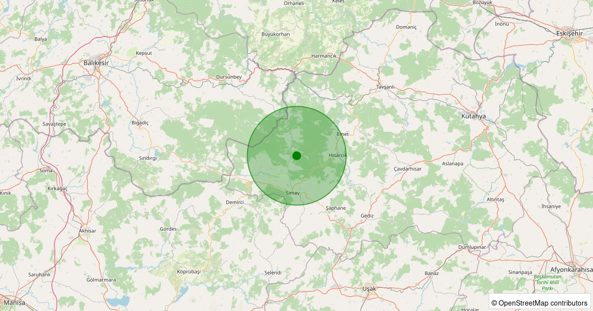 02 Kasım 2025 saat 09:57 - Simav - Maden Köyü - 2.90ML depreminin harita gösterimi