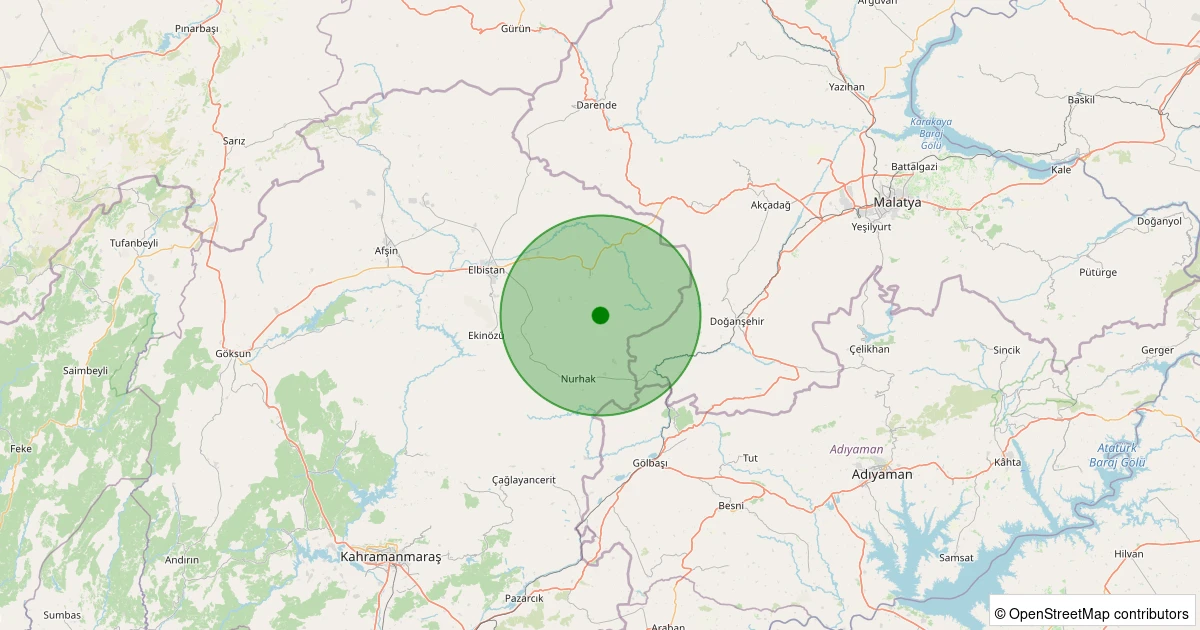 02 Kasım 2025 saat 10:43 - Elbistan - Sünnet Köyü - 2.30ML depreminin harita gösterimi