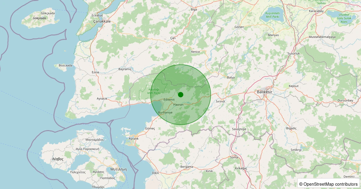 02 Kasım 2025 saat 11:10 - Havran - Kalabak - 2.70ml depreminin harita gösterimi