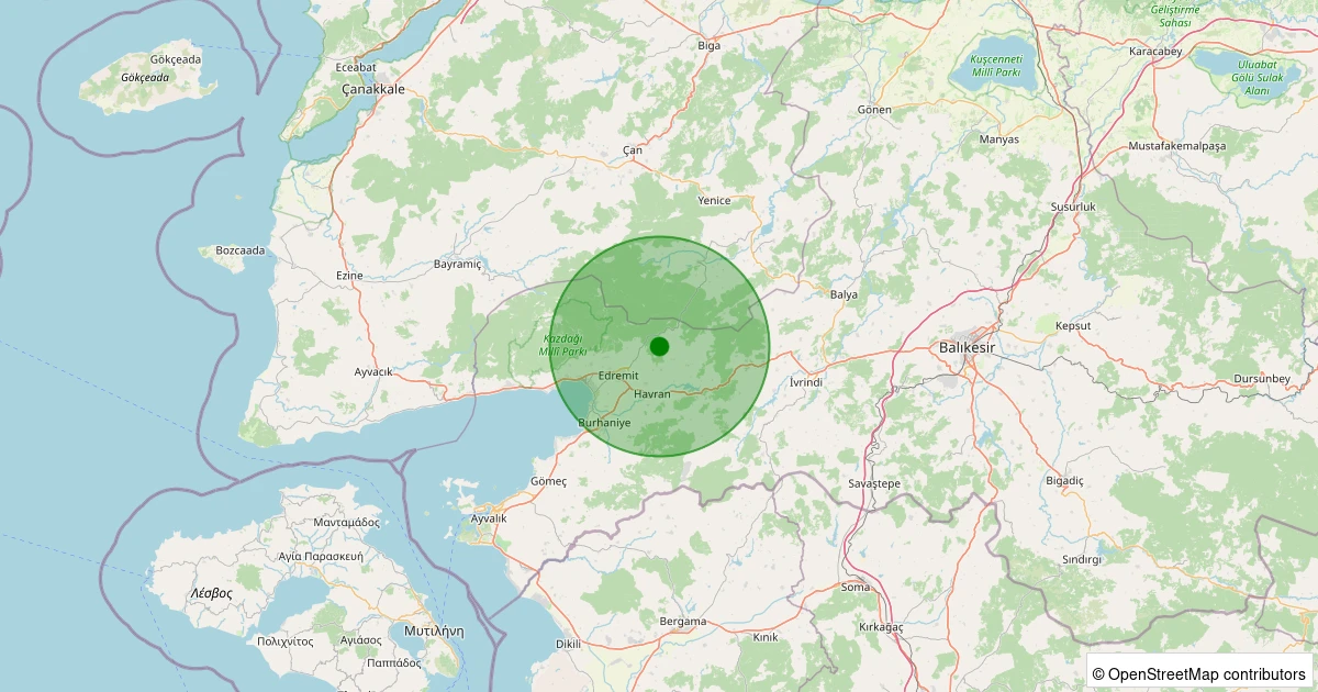 02 Kasım 2025 saat 11:10 - Havran - Kalabak - 2.60ML depreminin harita gösterimi