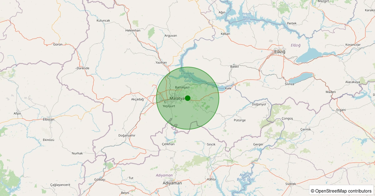 02 Kasım 2025 saat 12:30 - Battalgazi - Bulguru Köyü - 1.10ml depreminin harita gösterimi