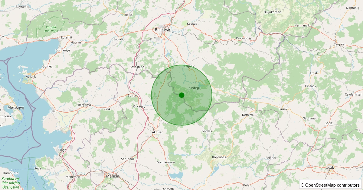 02 Kasım 2025 saat 13:37 - Sındırgı - Kertil - 1.40ml depreminin harita gösterimi