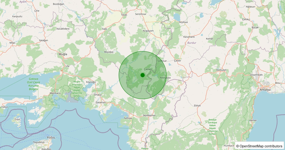 02 Kasım 2025 saat 13:57 - Çameli - Cevizli - 1.60ML depreminin harita gösterimi