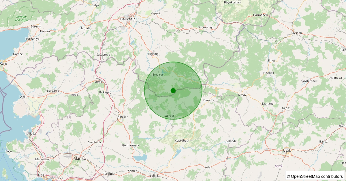 02 Kasım 2025 saat 14:23 - Sındırgı - Yüreğil/Merkez - 2.00ML depreminin harita gösterimi