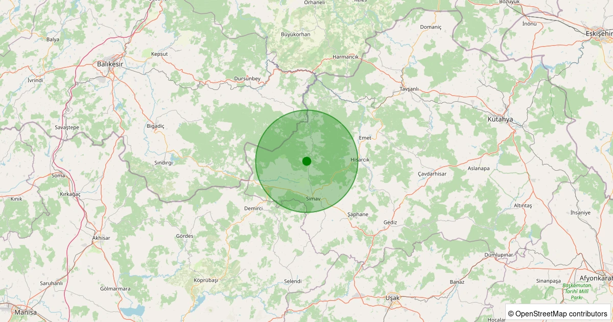 02 Kasım 2025 saat 16:23 - Simav - Yeniler Köyü - 2.20ml depreminin harita gösterimi