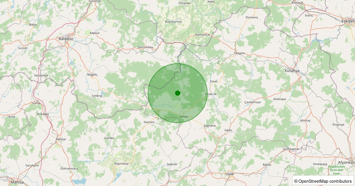 02 Kasım 2025 saat 17:29 - Simav - Karakoca Köyü - 2.40ml depreminin harita gösterimi