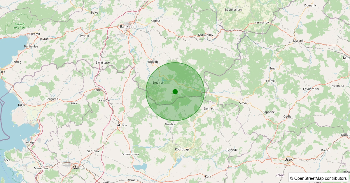 02 Kasım 2025 saat 19:35 - Sındırgı - Büyükdağdere - 2.80ML depreminin harita gösterimi