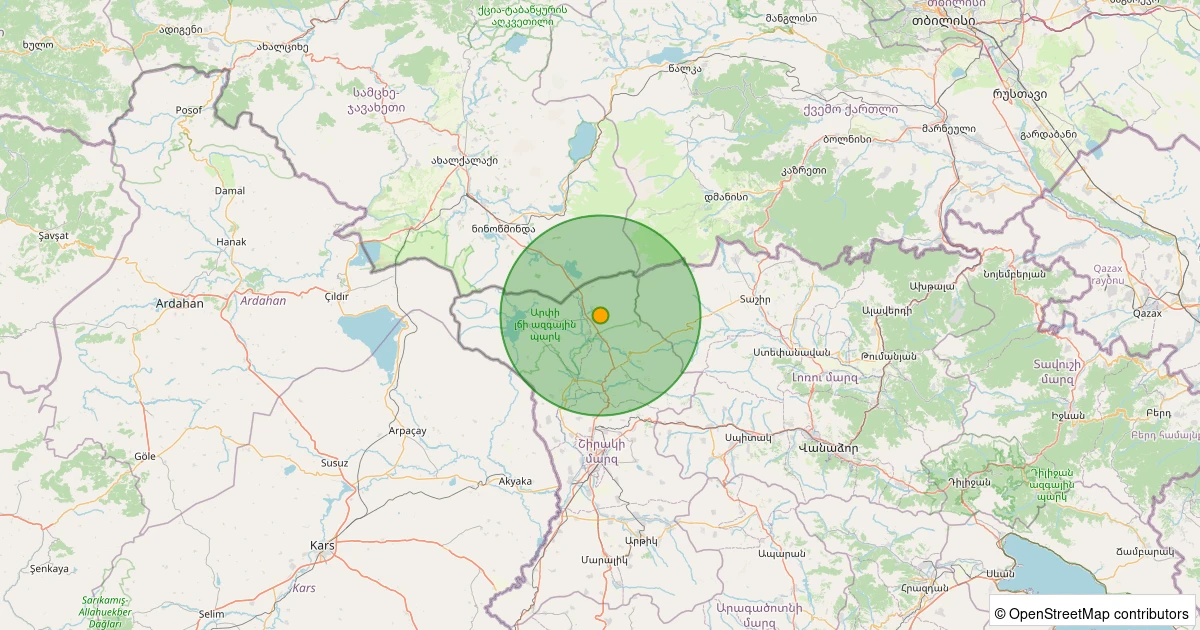 02 Kasım 2025 saat 18:49 - GEORGIA-ARMENIA-TURKEY BORD REG. - 4.30mb depreminin harita gösterimi