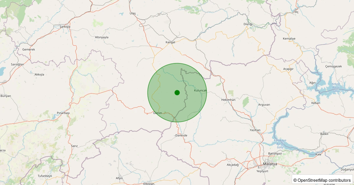 02 Kasım 2025 saat 21:04 - Gürün - Eskihamal Köyü - 1.50ml depreminin harita gösterimi