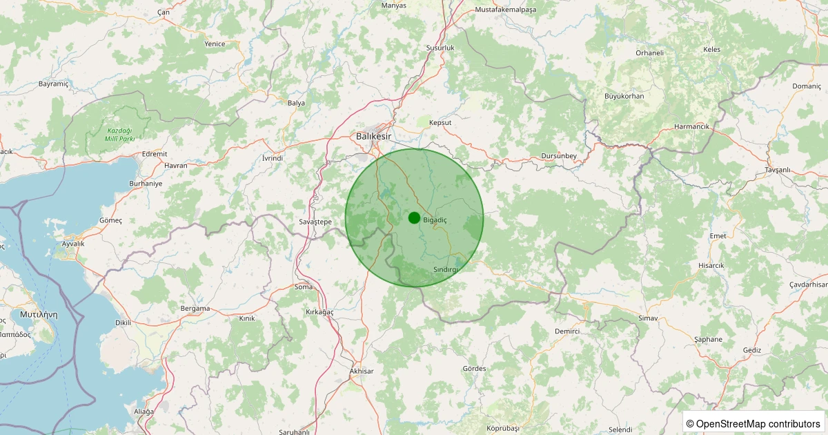02 Kasım 2025 saat 22:21 - Bigadiç - Babaköy - 1.90ml depreminin harita gösterimi