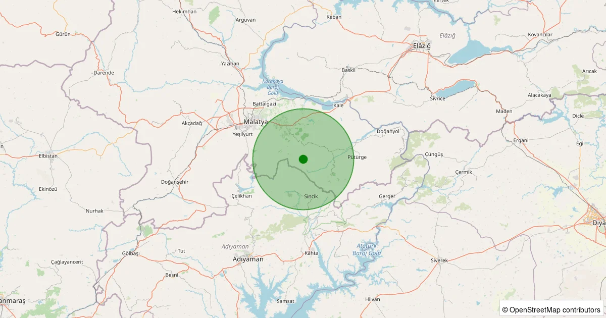 06 Ekim 2025 saat 13:07 - Battalgazi - Gülümuşağı Köyü - 2.90ml depreminin harita gösterimi