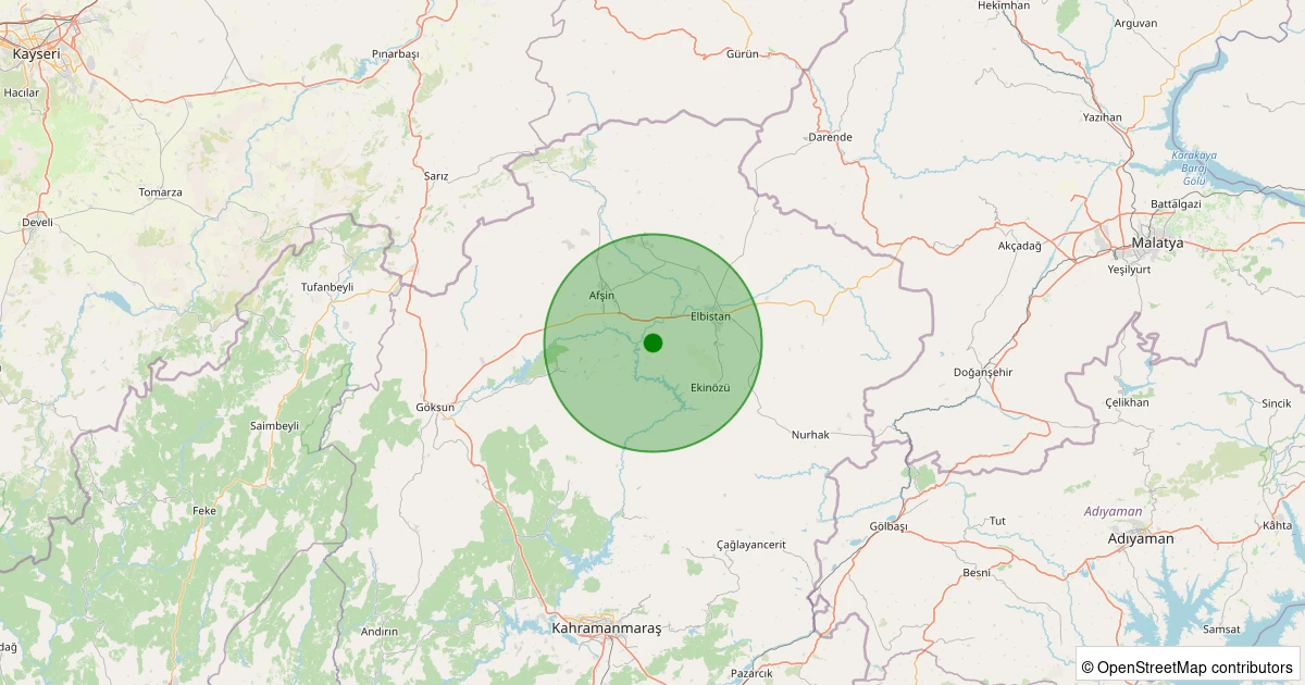 02 Kasım 2025 saat 23:50 - Afşin - Mehre - 2.30ml depreminin harita gösterimi