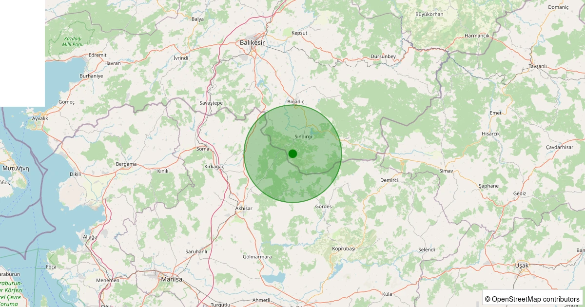 03 Kasım 2025 saat 00:09 - Sındırgı - Ormaniçi - 1.90ml depreminin harita gösterimi