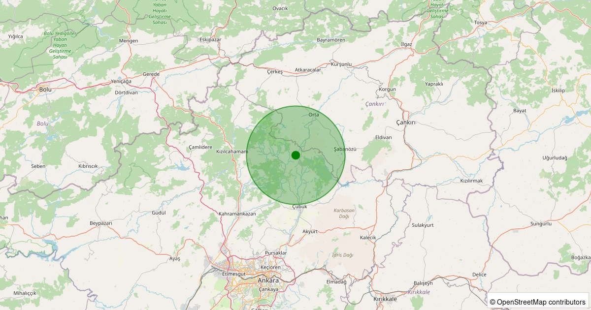 03 Kasım 2025 saat 00:18 - Çubuk - Nusratlar - 2.50ml depreminin harita gösterimi