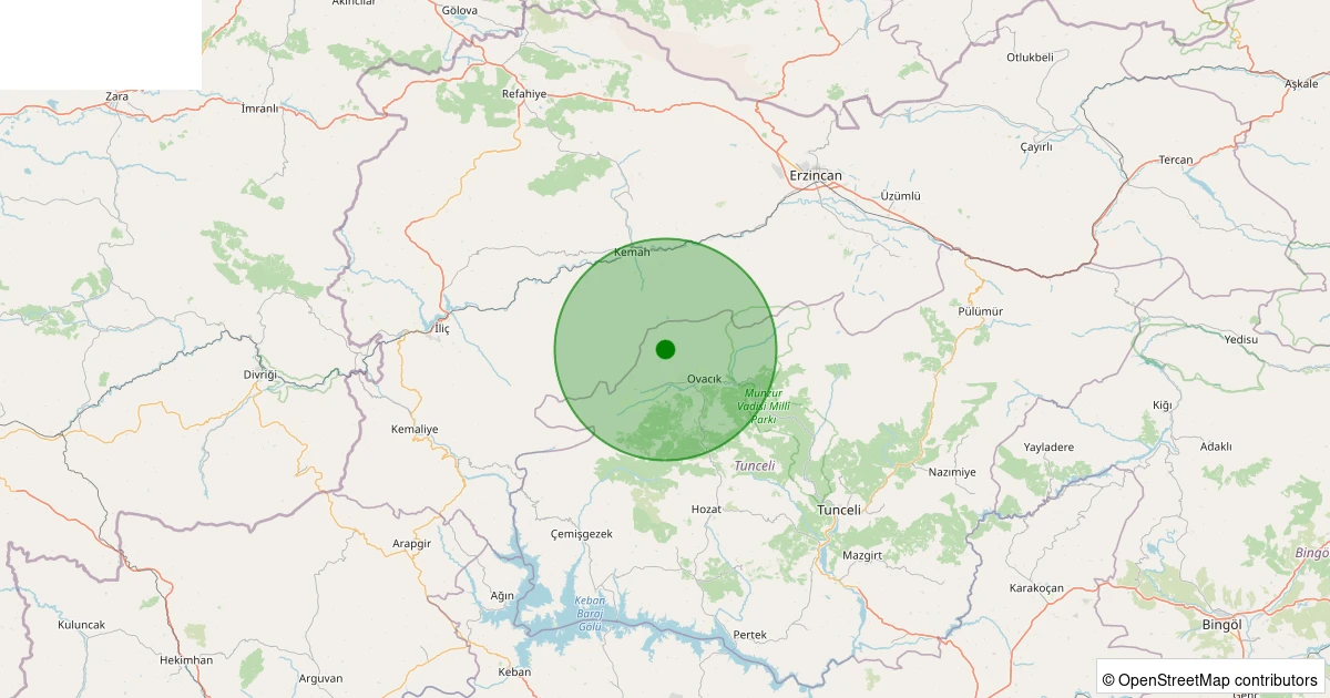 03 Kasım 2025 saat 00:26 - Ovacık - 1.80ml depreminin harita gösterimi