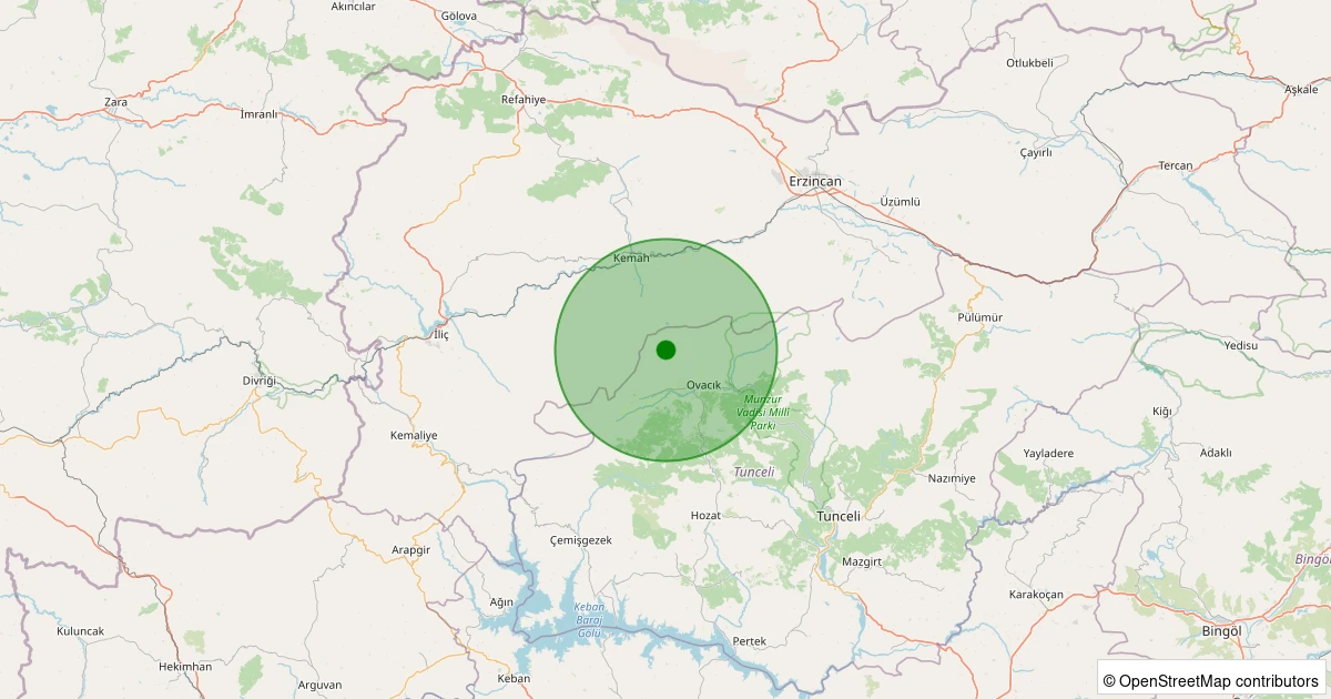 03 Kasım 2025 saat 00:26 - Ovacık - Köseler Köyü - 1.70ML depreminin harita gösterimi