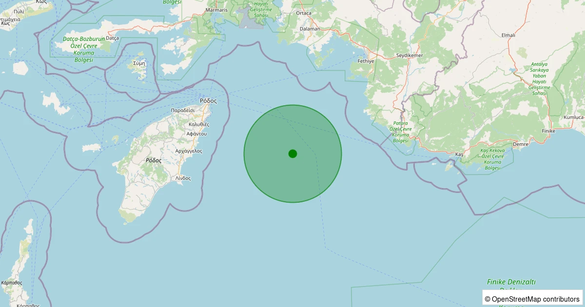 03 Kasım 2025 saat 00:33 - Akdeniz - [48.48 km] Fethiye (Muğla) - 1.40ML depreminin harita gösterimi