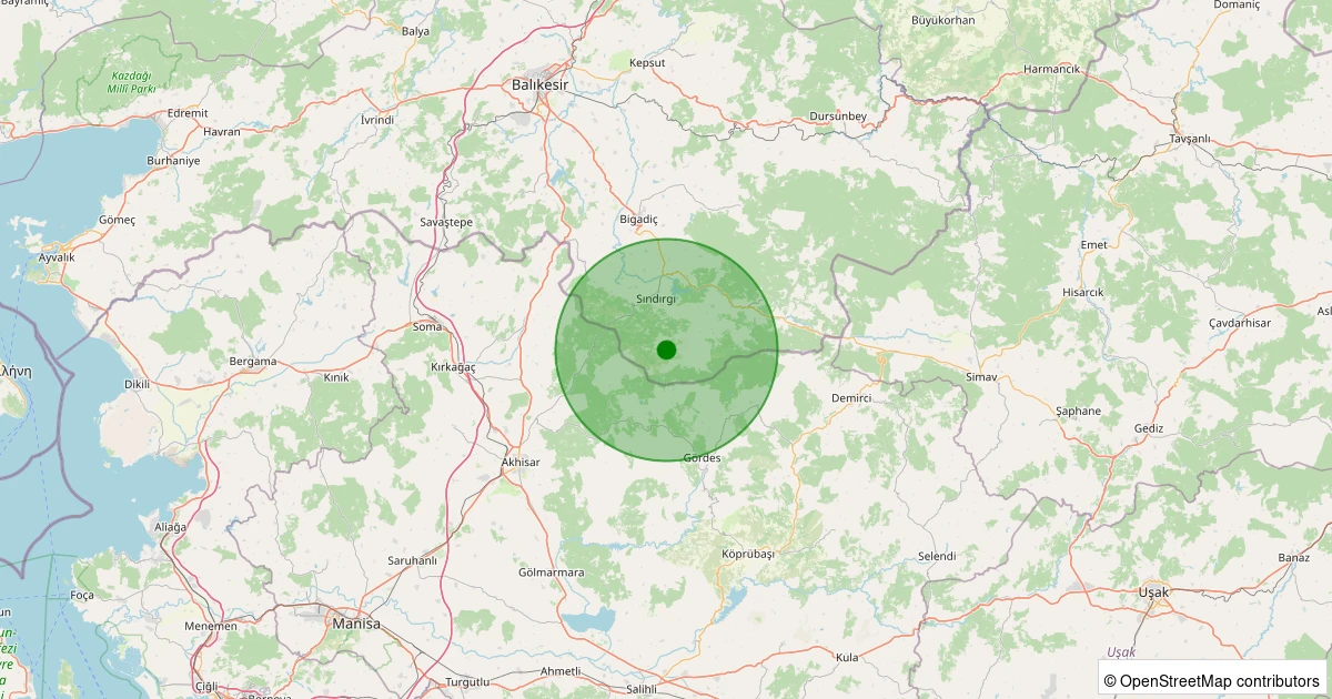 03 Kasım 2025 saat 00:54 - Sındırgı - Kınık - 1.20ml depreminin harita gösterimi