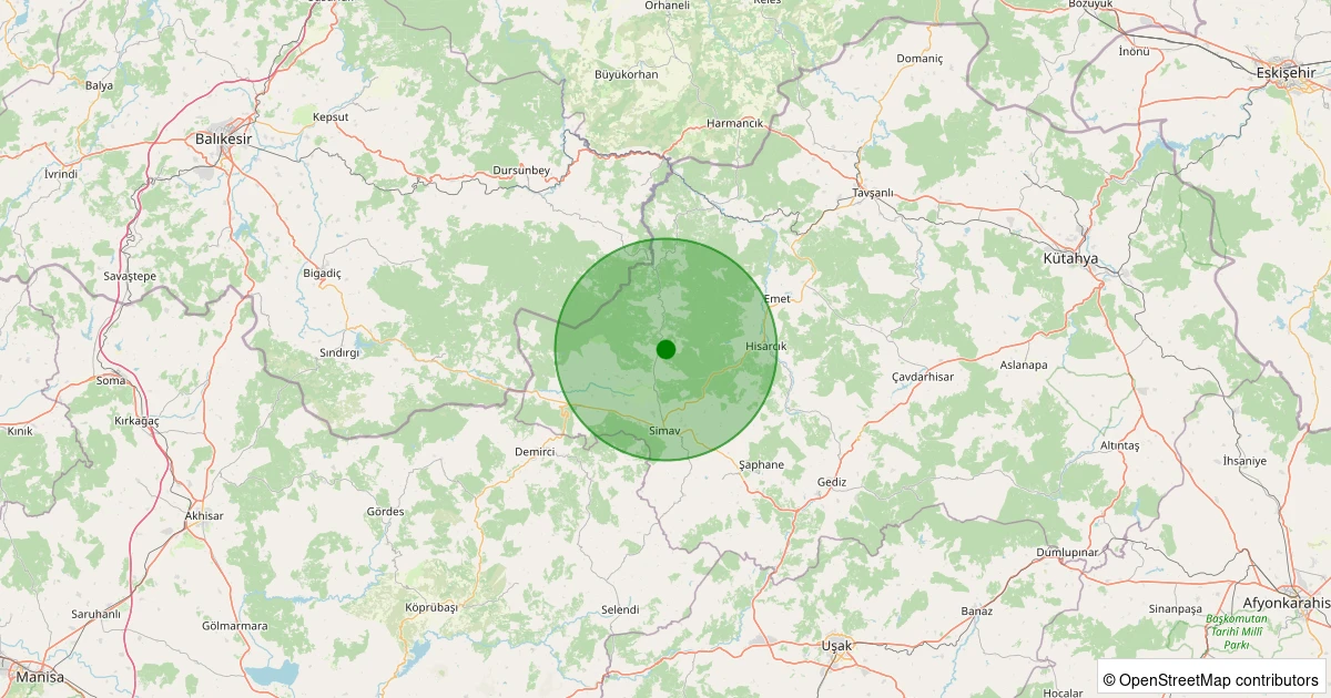 03 Kasım 2025 saat 01:53 - Simav - Yemişli Köyü - 2.70ml depreminin harita gösterimi