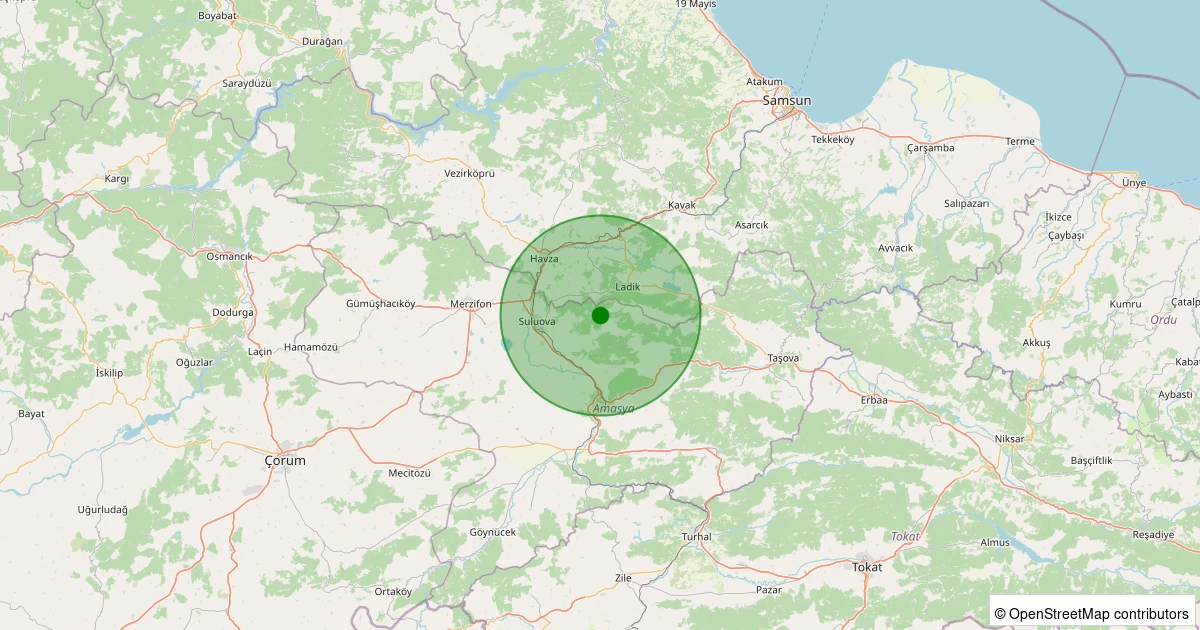 03 Kasım 2025 saat 01:54 - Suluova - Derebaşalan Köyü - 1.60ml depreminin harita gösterimi