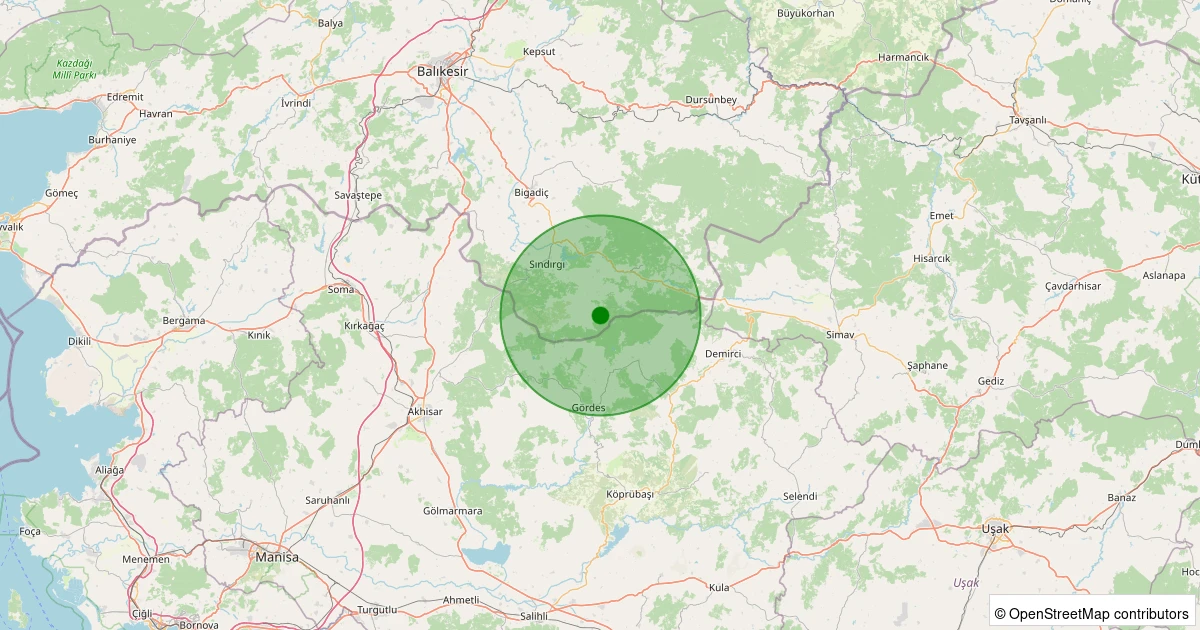 03 Kasım 2025 saat 02:22 - Sındırgı - Yüreğil/Merkez - 1.60ml depreminin harita gösterimi