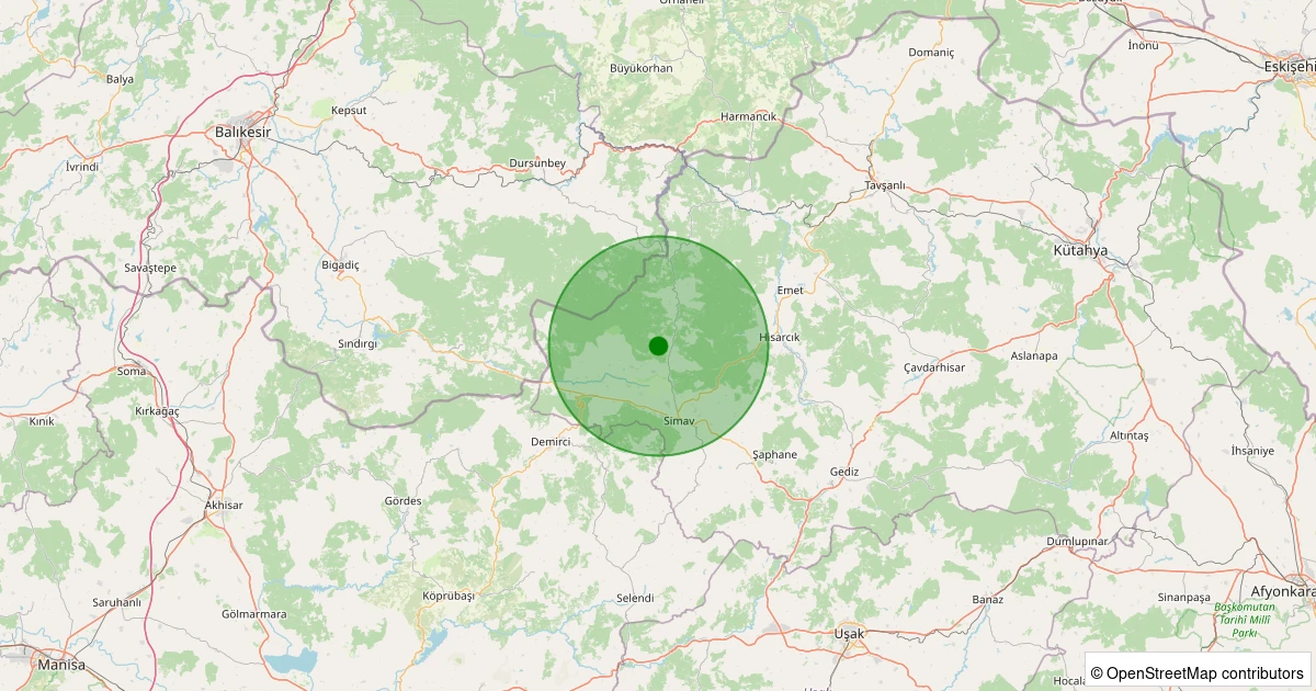 03 Kasım 2025 saat 03:40 - Simav - Yeniler Köyü - 2.00ml depreminin harita gösterimi